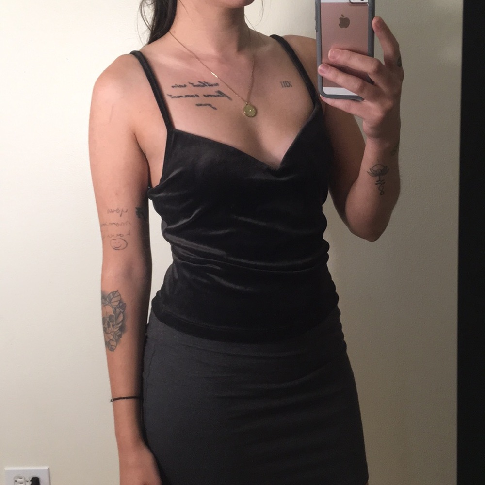 Black Velvet top w/ built-in bra